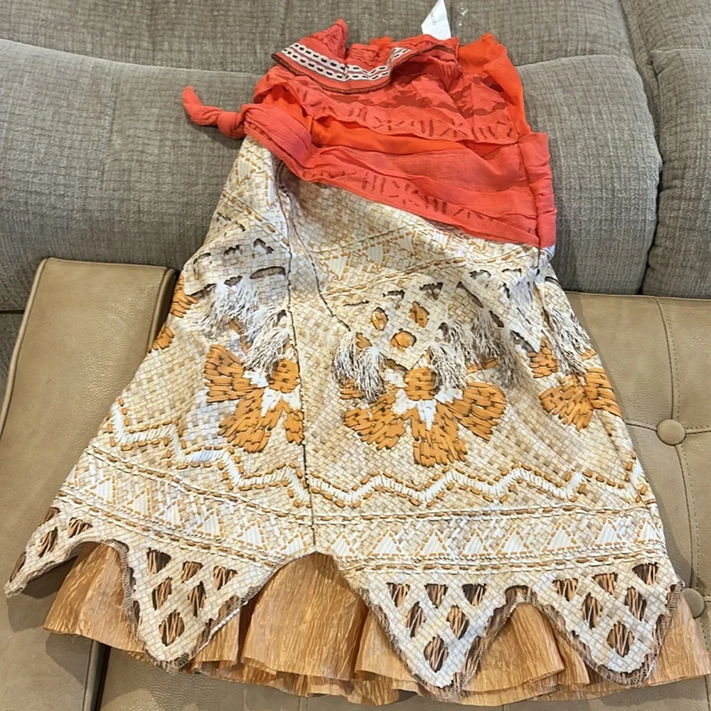 Disney Moana Red and White Patterned Top size 78 one piece used once